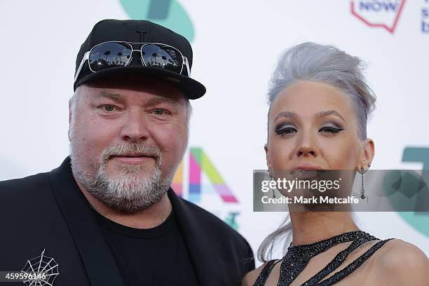 Kyle Sandilands and Imogen Anthony arrive at the 28th Annual ARIA Awards 2014 at the Star on November 26, 2014 in Sydney, Australia.