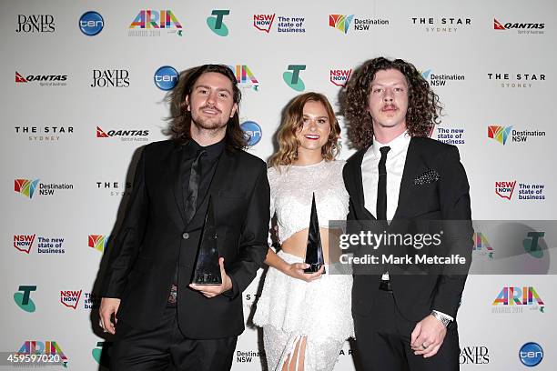 Peking Duck pose after winning an ARIA for Best Dance Release the 28th Annual ARIA Awards 2014 at the Star on November 26, 2014 in Sydney, Australia.