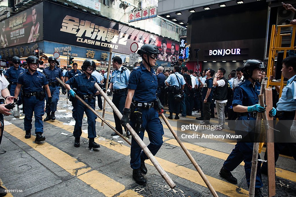 Police Continue Efforts To Clear Hong Kong Protest Sites