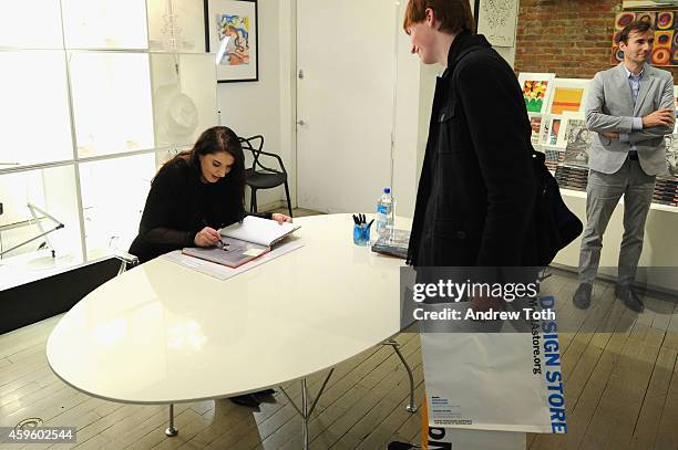 Artist Marina Abramovic attends Marina Abramovic and Pineda Covalin collaborative design benefit event at MOMA Design Store on November 25, 2014 in...