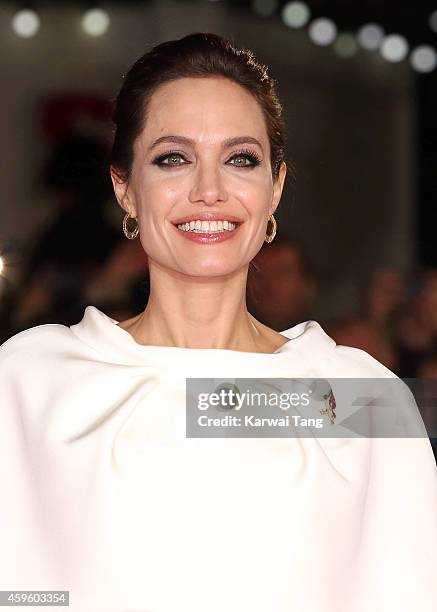 Angelina Jolie attends the UK Premiere of "Unbroken" at Odeon Leicester Square on November 25, 2014 in London, England.