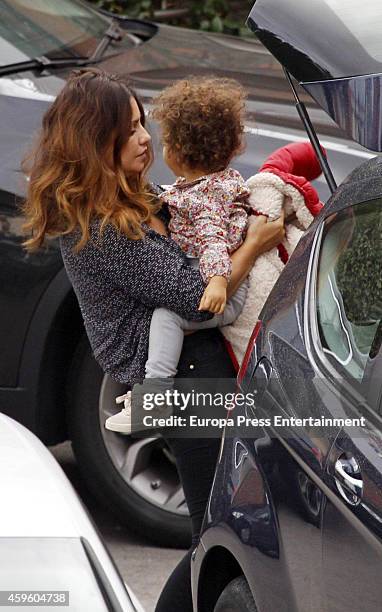 Monica Cruz and her daughter Antonella Cruz are seen on November 25, 2014 in Madrid, Spain.