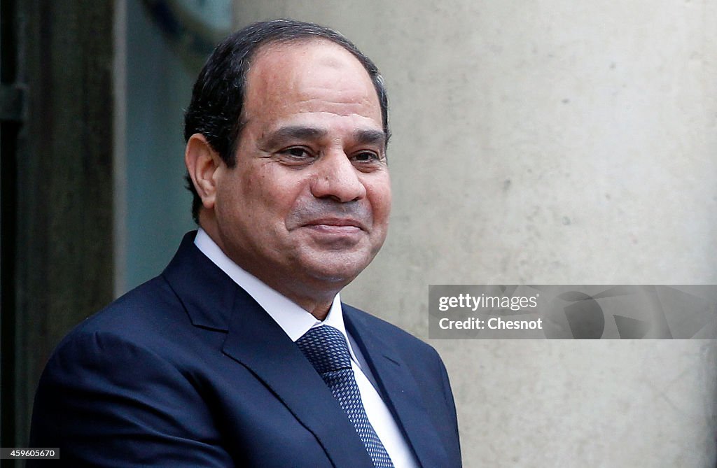 French President Francois Hollande Receives Egyptian President Abdel Fattah al-Sisi At  Elysee Palace