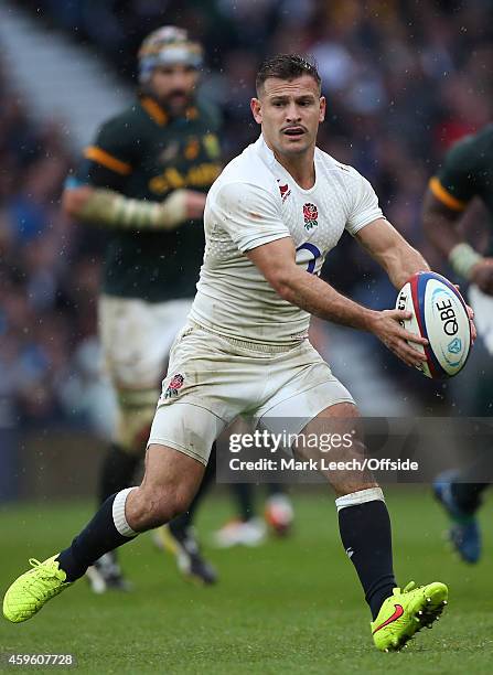 England scrum-half Danny Care runs with the ball during the match between England and South Africa at Twickenham Stadium on November 15, 2014 in...