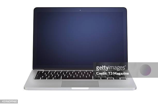 An Apple MacBook Pro 13-inch Retina photographed on a white background for a feature on laptop PC's, taken on January 30, 2014.