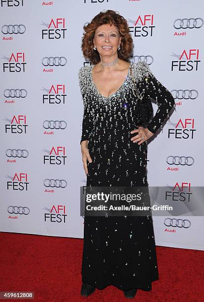 Actress Sophia Loren arrives at the AFI FEST 2014 Presented By Audi - A Special Tribute To Sophia Loren at Dolby Theatre on November 12, 2014 in...