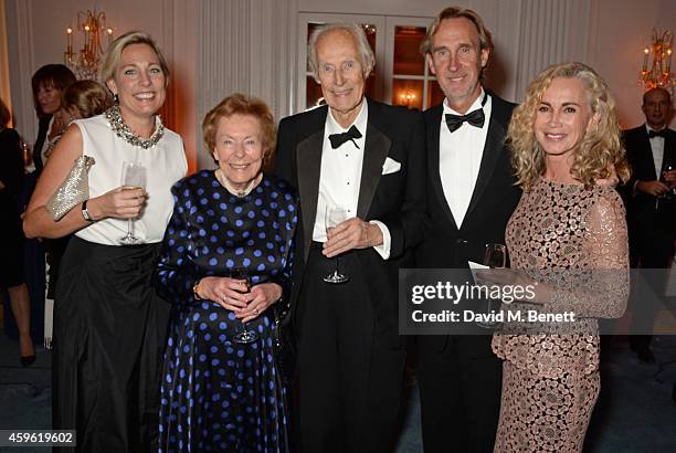 Lucy Martin, Lady Judy Martin, Sir George Martin, Mike Rutherford and Angie Rutherford attend the Louis Dundas Centre Dinner at the Mandarin Oriental...