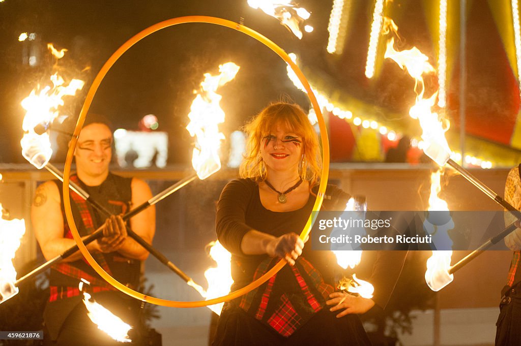 Pyroceltica Perform On Ice In Celebration Of St Andrew's Day