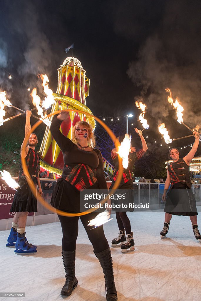 Pyroceltica Perform On Ice In Celebration Of St Andrew's Day