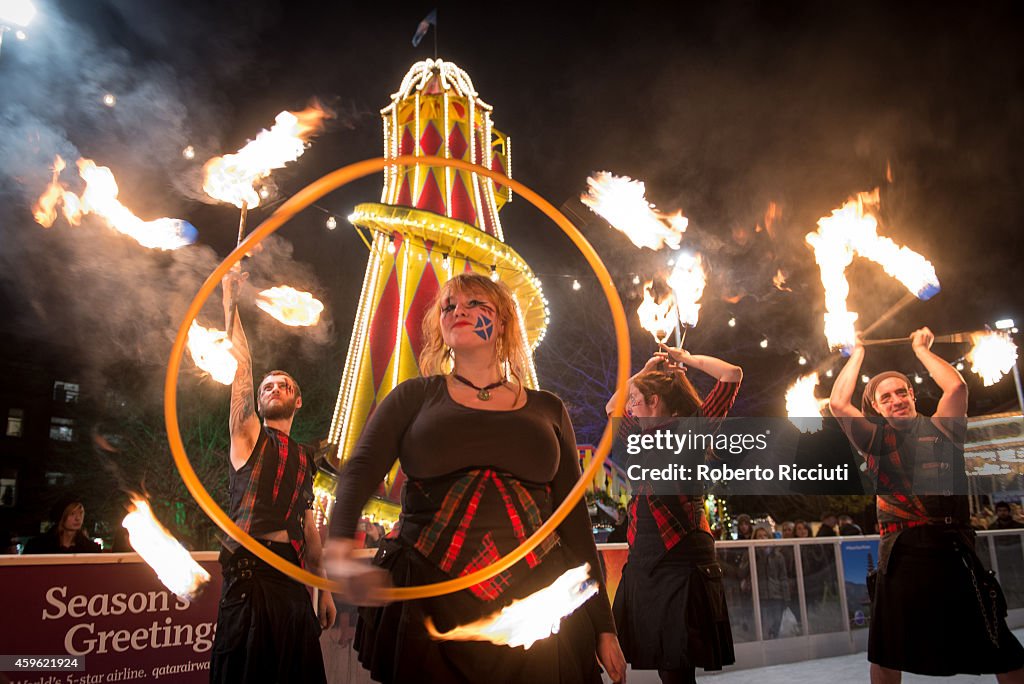 Pyroceltica Perform On Ice In Celebration Of St Andrew's Day