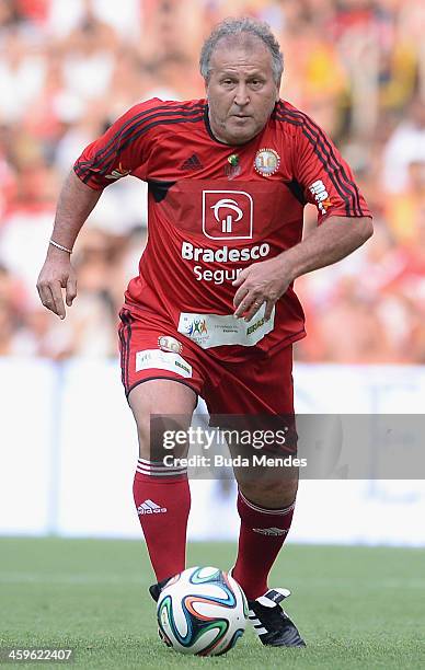 Brazilian former football star Zico in action during a charity football match organized by former Brazilian national team player Zico, at Maracana...