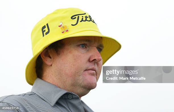 Jarrod Lyle of Australia walks the 11th fairway during day one of the 2014 Australian Open at The Australian Golf Course on November 27, 2014 in...