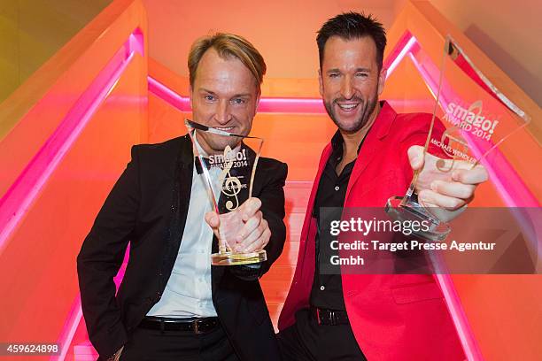 Michael Wendler and Markus Krampe attend the Smago Award 2014 at Best Western MOA Hotel on November 26, 2014 in Berlin, Germany.