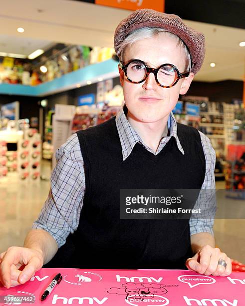 Tom Fletcher of McBusted meets fans and signs copies of their album 'McBusted' at HMV on November 26, 2014 in Leeds, England.