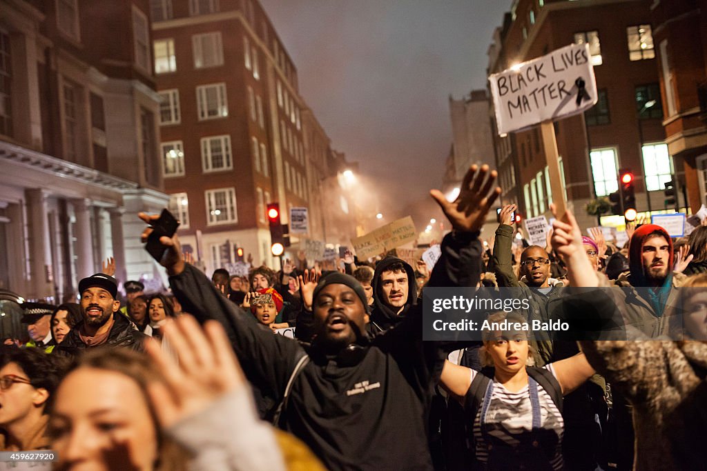 People are marching through Central London supporting the...