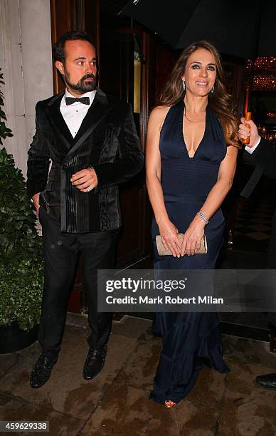 Evgeny Lebedev and Elizabeth Hurley attending the Louis Dundas Centre Dinner on November 26, 2014 in London, England.