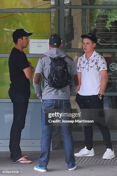 Tom Cooper, Johan Botha and Adam Zampa are seen at St Vincent's Hospital on November 27, 2014 in Sydney, Australia. South Australian cricket player...