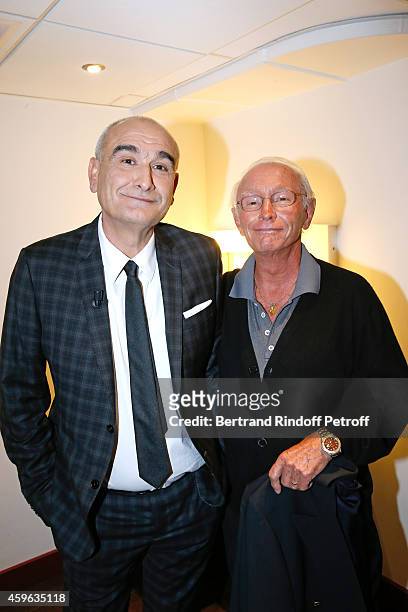 General Director of Universal Music France, Pascal Negre and Composer of the song 'My way', Jacques Revaux attend the 'Vivement Dimanche' French TV...