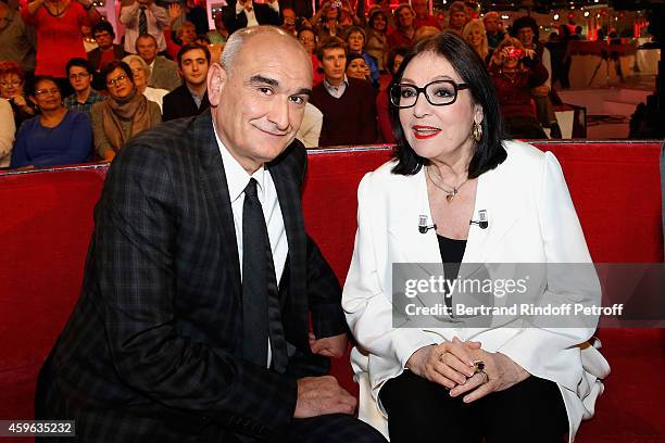 General Director of Universal Music France, Pascal Negre and Main Guest of the show, singer Nana Mouskouri attend the 'Vivement Dimanche' French TV...