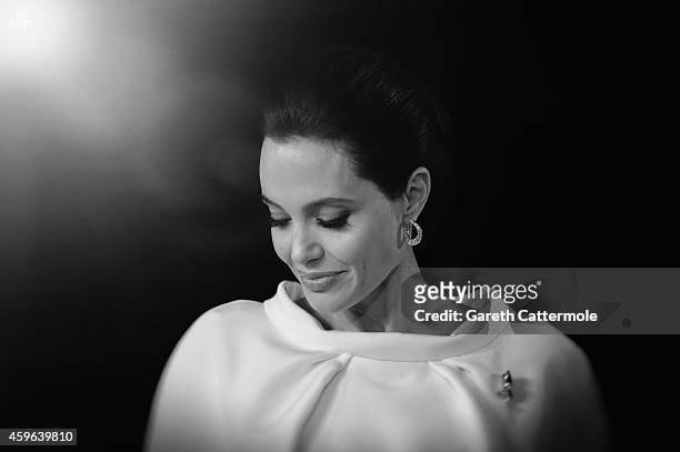 Angelina Jolie attends the UK Premiere of "Unbroken" at Odeon Leicester Square on November 25, 2014 in London, England.