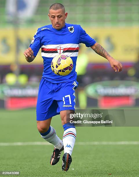 Angelo Palombo of Sampdoria in action during the Serie A match between AC Cesena and UC Sampdoria at Dino Manuzzi Stadium on November 23, 2014 in...