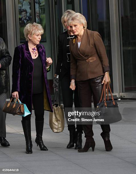 Julia Sommerville, Angela Rippon and Gloria Hunniford sighting at the BBC on November 27, 2014 in London, England.