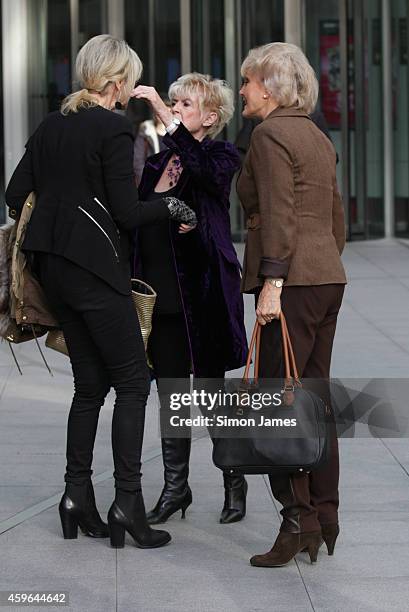 Julia Somerville, Gloria Hunniford and Angela Rippon sighting at the BBC on November 27, 2014 in London, England.