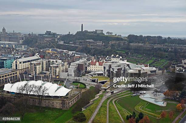 General view of the Scottish Parliament on November 27, 2014 in Edinburgh, Scotland. Lord Smith, announced that the Scottish Parliament should have...