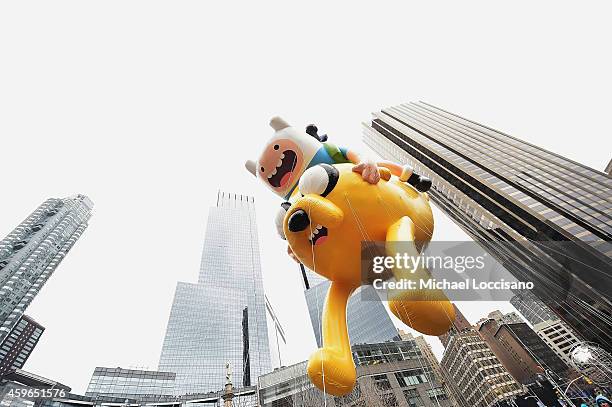 The Finn 'n Jake Adventure Time balloon passes by during the 88th annual Macy's Thanksgiving Day Parade on November 27, 2014 in New York City. Over...