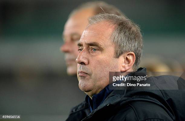 Head coach of Netherlands Roger Reijners looks on during the FIFA Women's World Cup Qualifier match between Italy and Netherlands at Stadio...