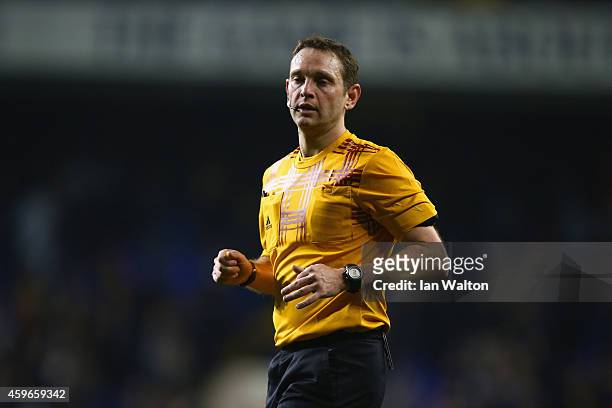 Referee Yevgen Aranovsky looks on during the UEFA Europa League group C match between Tottenham Hotspur FC and FK Partizan at White Hart Lane on...