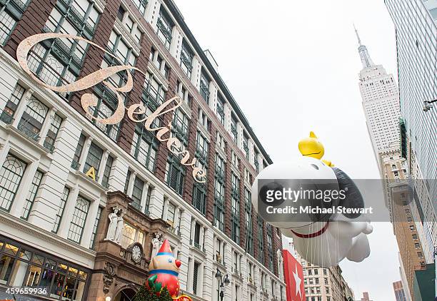 View of the Snoopy float at the 88th Annual Macy's Thanksgiving Day Parade on November 27, 2014 in New York City.