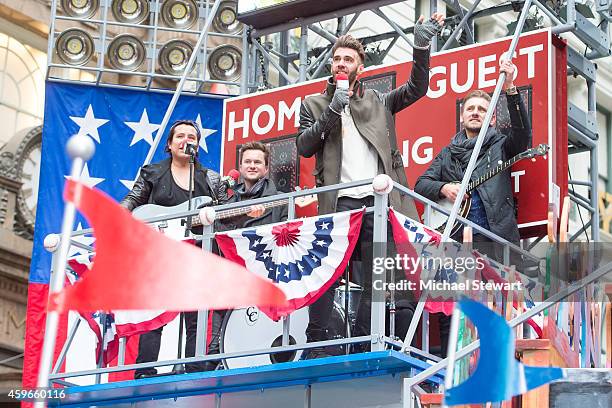 Musicians Matt Sanchez, Zac Barnett, James Adam Shelley and Dave Rublin of American Authors the 88th Annual Macy's Thanksgiving Day Parade on...