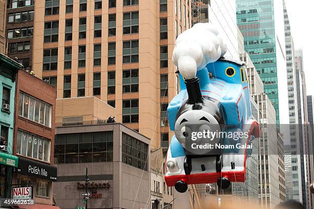 General view Thomas the Tank Engine balloon float at the 88th Annual Macys Thanksgiving Day Parade at on November 27, 2014 in New York, New York.