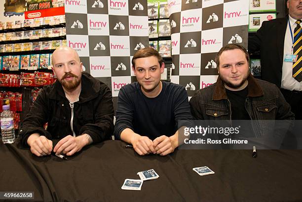 Andy MacFarlane, James Graham and Mark Devine of The Twilight Sad meet fans and signs copies of their album 'Nobody Wants to Be Here and Nobody Wants...