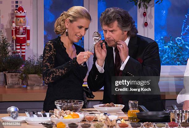 Stefanie Hertel and Andy Borg attend the taping of the TV show 'Heiligabend mit Carmen Nebel' on November 27, 2014 in Munich, Germany.