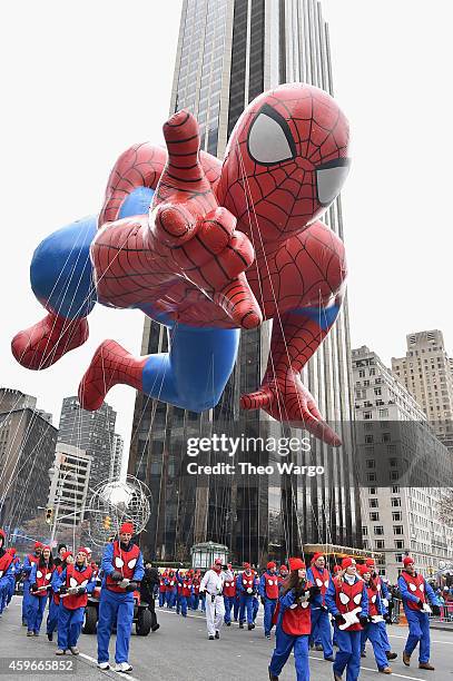 Spiderman balloon during the 88th Annual Macy's Thanksgiving Day Parade on November 27, 2014 in New York City.