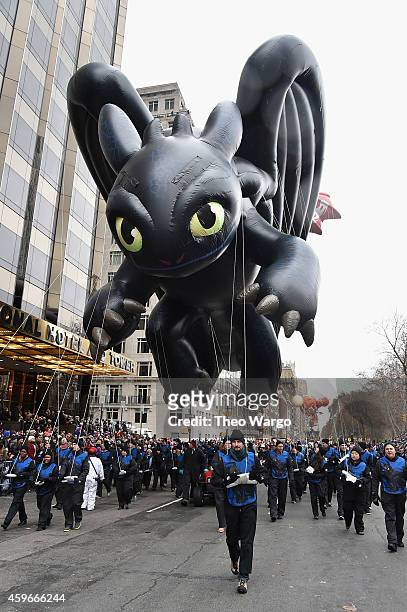 Toothless' of How To Train Your Dragon balloon during the 88th Annual Macy's Thanksgiving Day Parade on November 27, 2014 in New York City.
