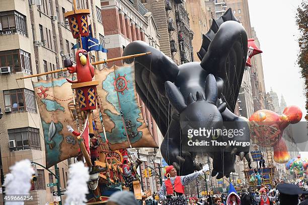 Toothless' of How To Train Your Dragon balloon during the 88th Annual Macy's Thanksgiving Day Parade on November 27, 2014 in New York City.