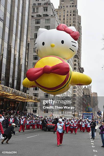 Hello Kitty balloon during the 88th Annual Macy's Thanksgiving Day Parade on November 27, 2014 in New York City.