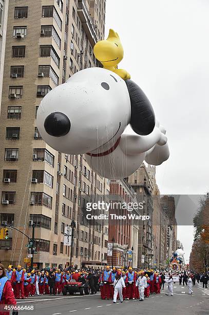 Snoopy balloon during the 88th Annual Macy's Thanksgiving Day Parade on November 27, 2014 in New York City.