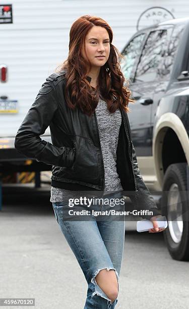 Shailene Woodley is seen on the movie set of The Amazing Spider-Man 2 on February 26, 2013 in New York City.