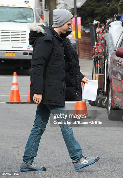 Andrew Garfield is seen on the movie set of The Amazing Spider-Man 2 on February 26, 2013 in New York City.