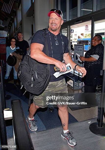 Stone Cold" Steve Austin is seen at Los Angeles International Airport on June 05, 2012 in Los Angeles, California.