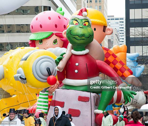 Plex from Yo Gabba Gabba, Strawberry Shortcake, The Grinch and Bob the Builder balloons during the 95th Annual 6abc Dunkin' Donuts Thanksgiving Day...
