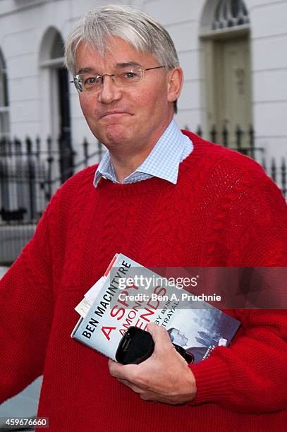 Andrew Mitchell departs his London home on November 28, 2014 in London, England. A judge ruled yesterday that Andrew Mitchell probably did call...