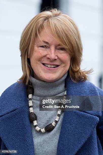 Dr Sharon Bennett, wife of Andrew Mitchell, leaves their home on November 28, 2014 in London, England. A judge ruled yesterday that Andrew Mitchell...