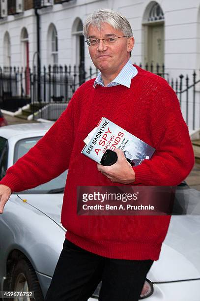 Andrew Mitchell departs his London home on November 28, 2014 in London, England. A judge ruled yesterday that Andrew Mitchell probably did call...