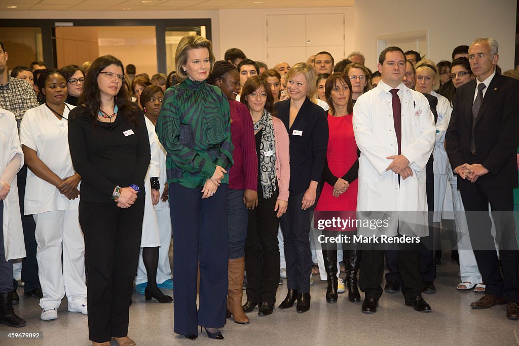 Queen Mathilde of Belgium Visits CeMaVie Medical Center In Brussels