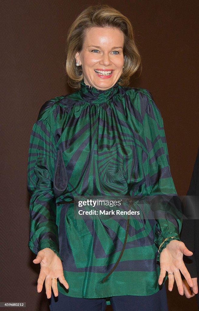 Queen Mathilde of Belgium Visits CeMaVie Medical Center In Brussels